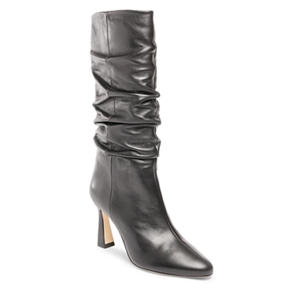 Chelsea Paris Women Squeen Ruched High Heel Boots Black Size 40EU